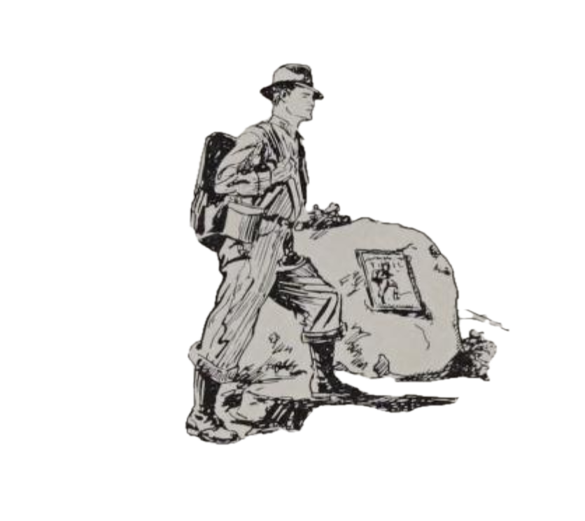 Drawing of hiker at the Southern Terminus of the Appalachian Trail